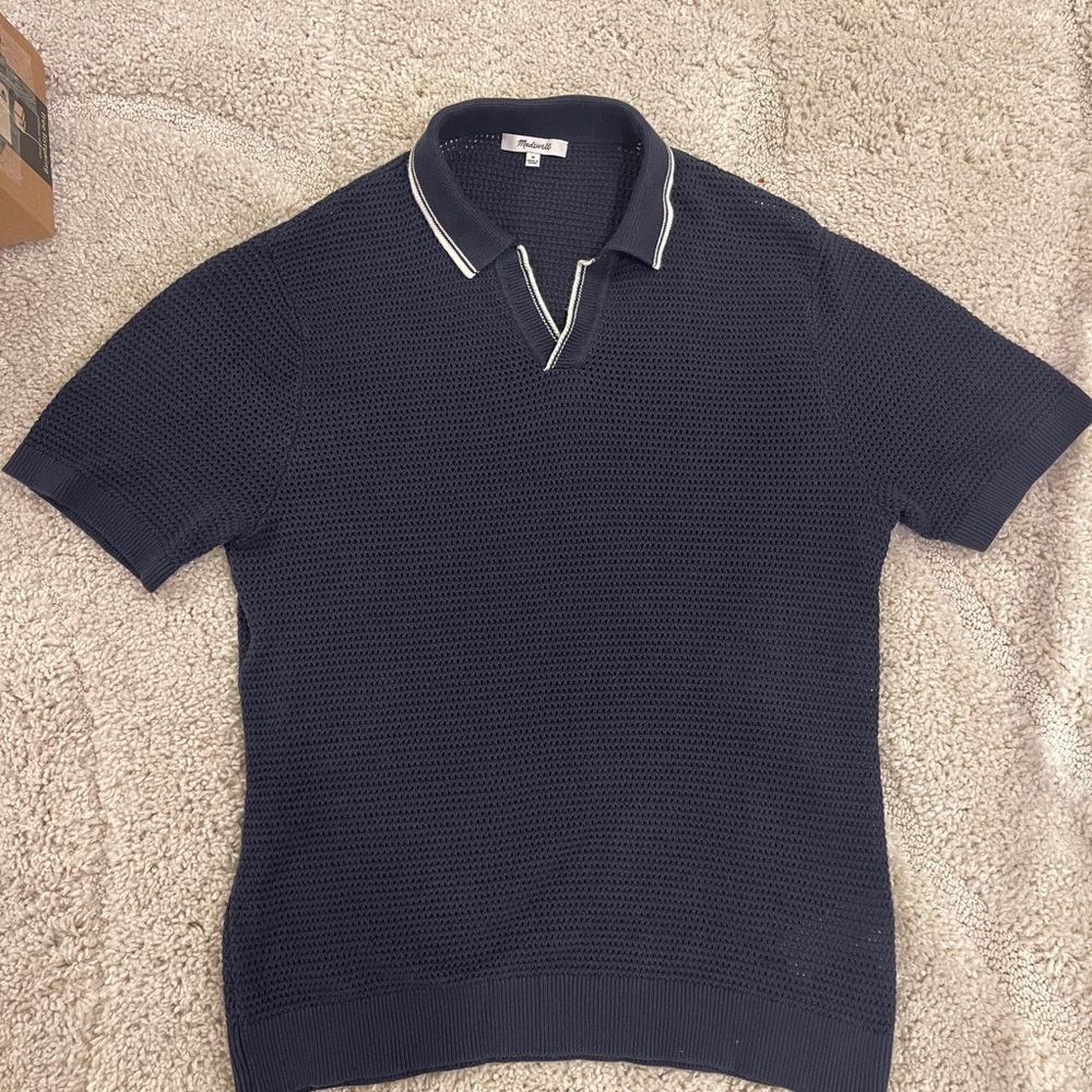 Madewell Navy Knitted Polo